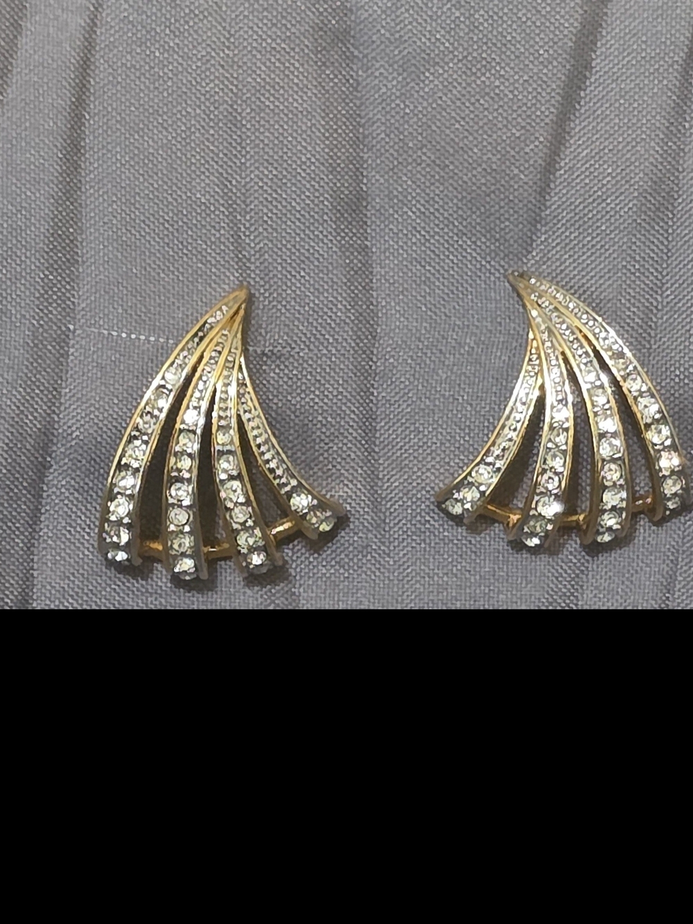 Radiant Gold Fan Crystal Stud Earrings